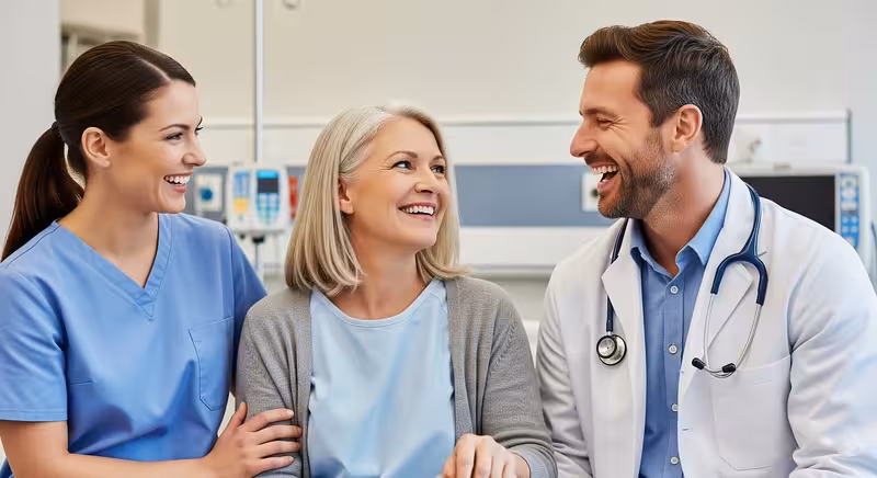 Nearby Bus Stops and Public Transport: A doctor and patient during a consultation Doctor and patient consultation for Nearby Bus Stops and Public Transport - Contact Mill Hill: Private Microsuction Ear Wax...